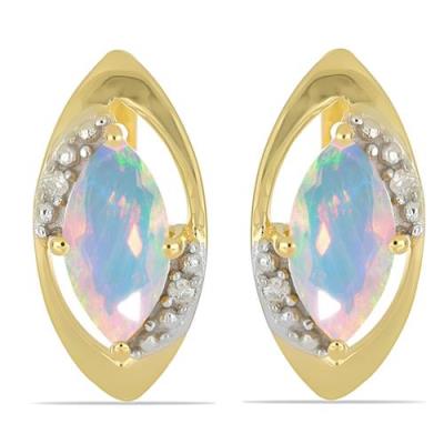 BUY 14K GOLD NATURAL ETHIOPIAN OPAL GEMSTONE CLASSIC EARRINGS